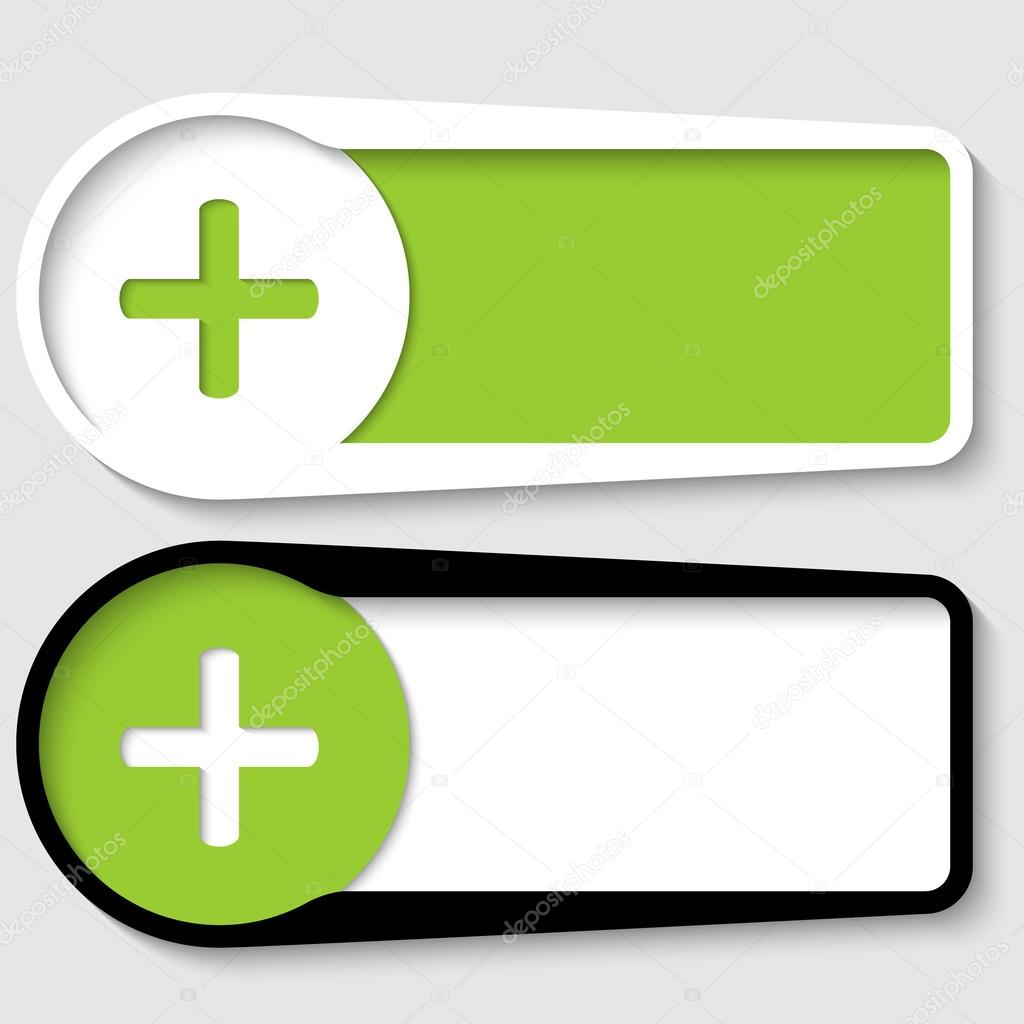 set of two boxes for any text with plus sign