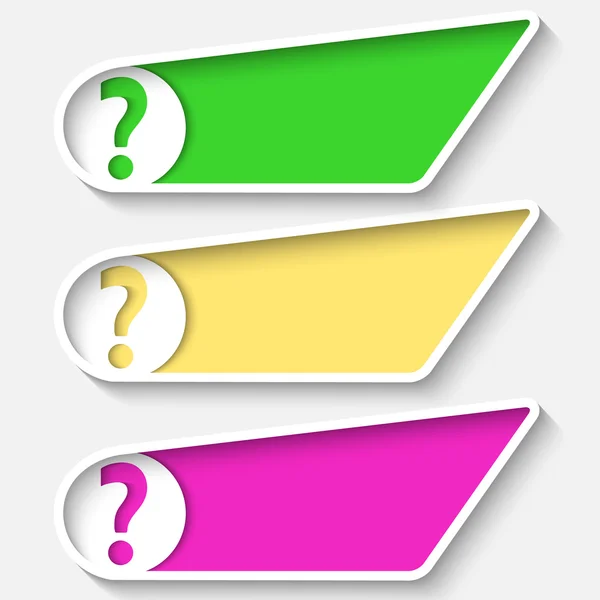 Boîte de trois couleurs pour le texte et le point d'interrogation — Image vectorielle