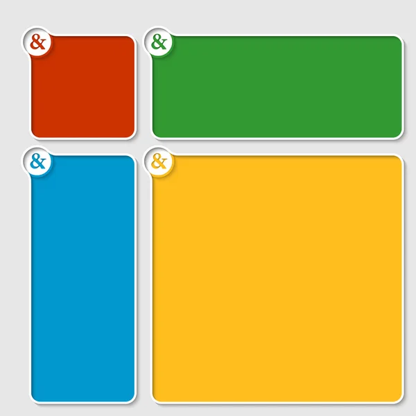 Set van vier gekleurde vak voor alle tekst met ampersand — Stockvector