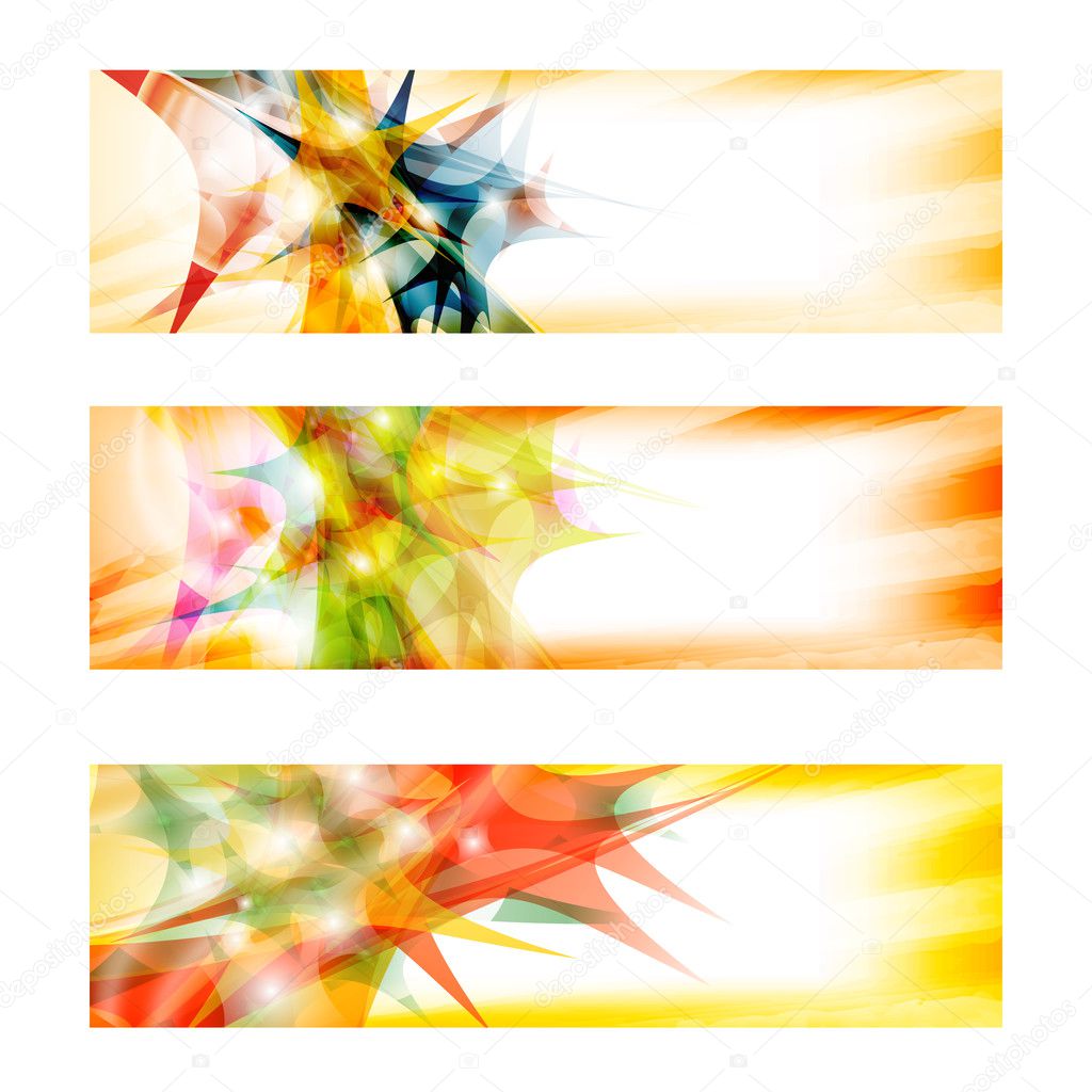 set of three colored abstract banners