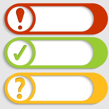 işaretleri ile üç düğme kümesi