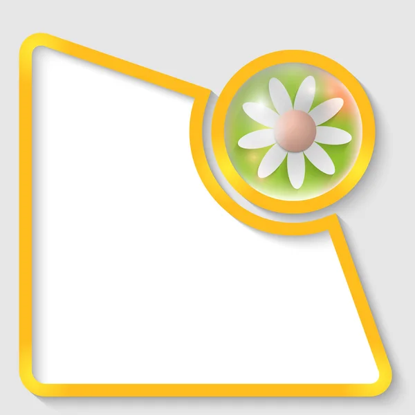Žlutá abstraktní textový rámeček pro jakýkoli text a květina — Stockový vektor