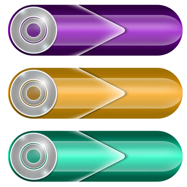 Set van drie gekleurde knoppen — Stockvector