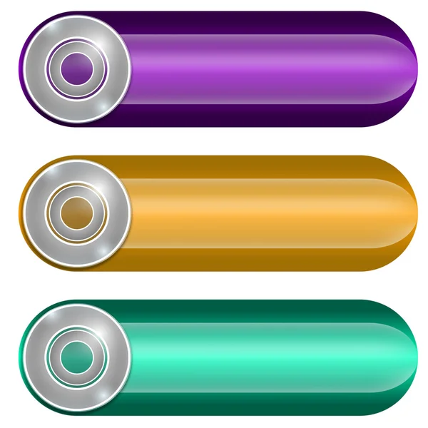 Set of three colored buttons — Stock Vector