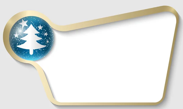 Caja de texto de oro con un árbol de Navidad — Vector de stock