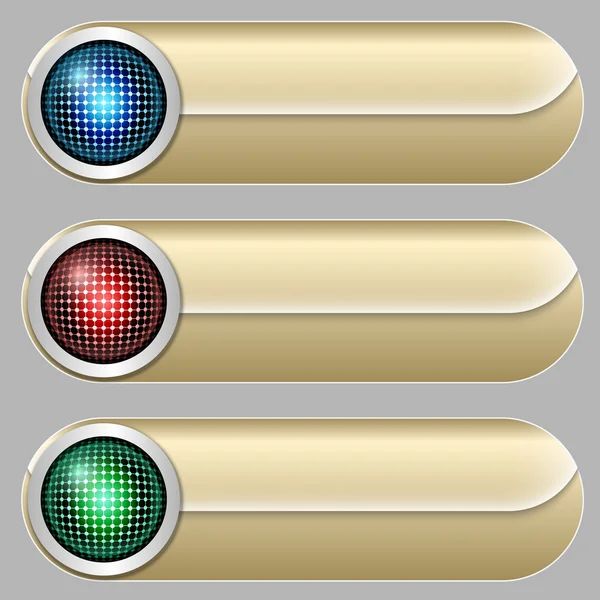 3 つのゴールデン ボタン セット — ストックベクタ