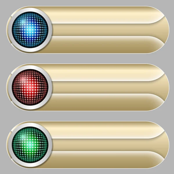 3 つのゴールデン ボタン セット — ストックベクタ