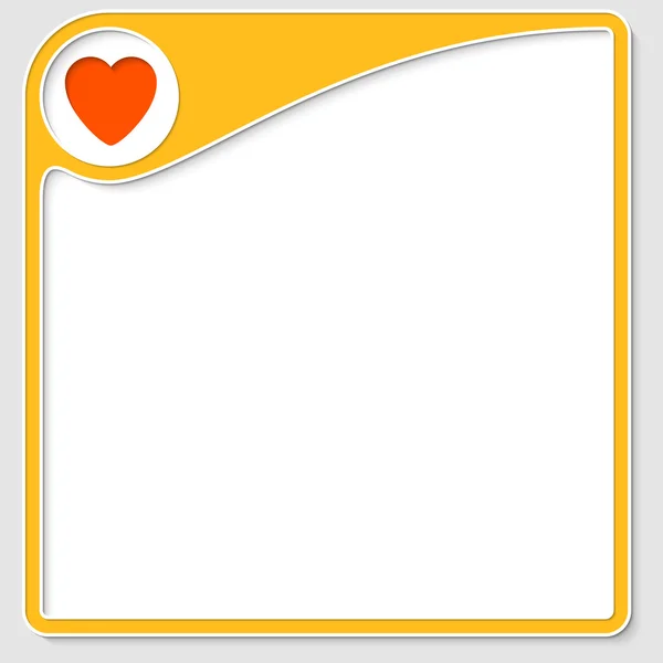 Yellow frame for text with heart — Stock Vector