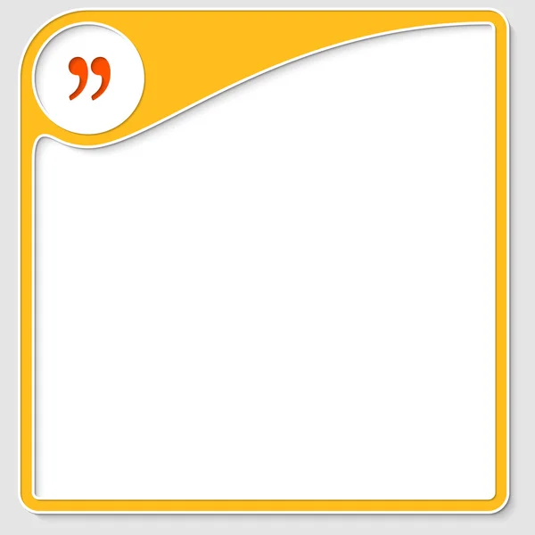 Yellow frame for text with quotation mark — Stock Vector