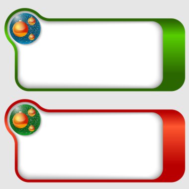 Noel topları ile iki soyut metin çerçeve kümesi