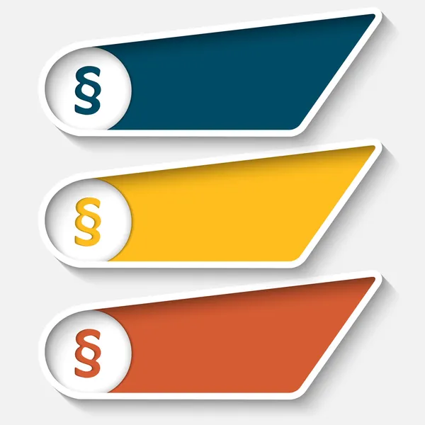 Set van drie gekleurde vak voor tekst en paragraaf — Stockvector