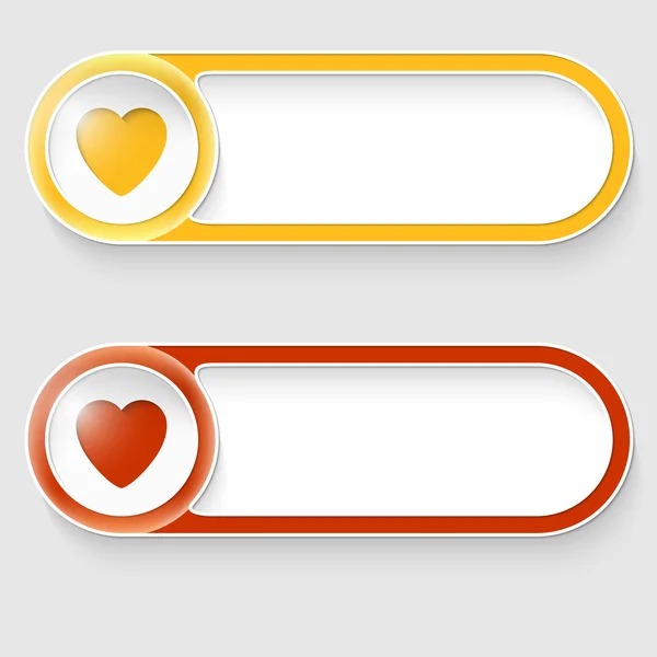 Two vector abstract buttons with heart — Stock Vector