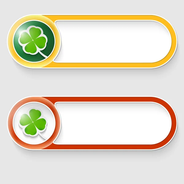 Dois botões abstratos vetoriais com folha de trevo — Vetor de Stock