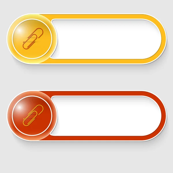Two vector abstract buttons with paper clip — Stock Vector