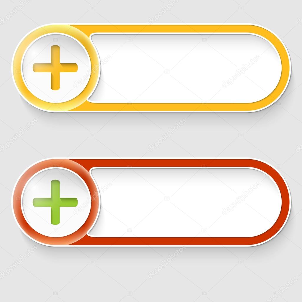 two vector abstract buttons with plus sign