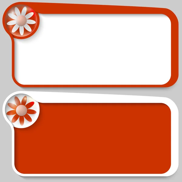Boîte de texte à deux vecteurs rouges et fleur — Image vectorielle