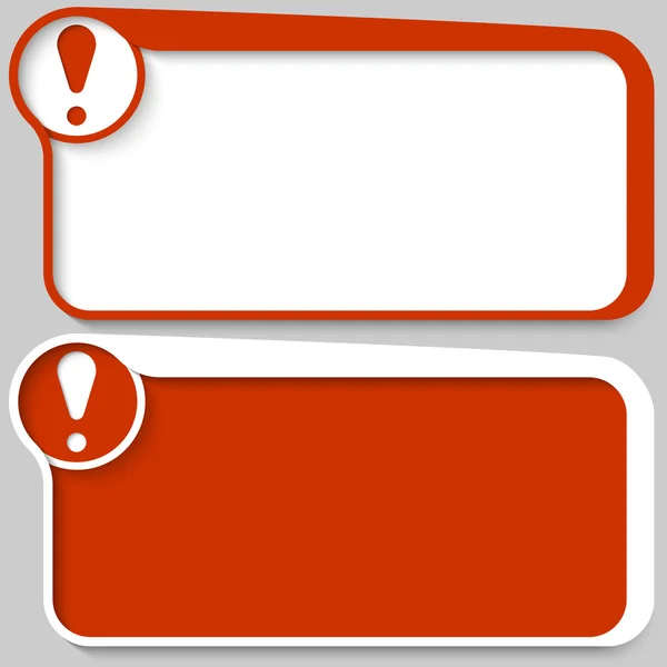 Boîte de texte à deux vecteurs rouges et point d'exclamation — Image vectorielle