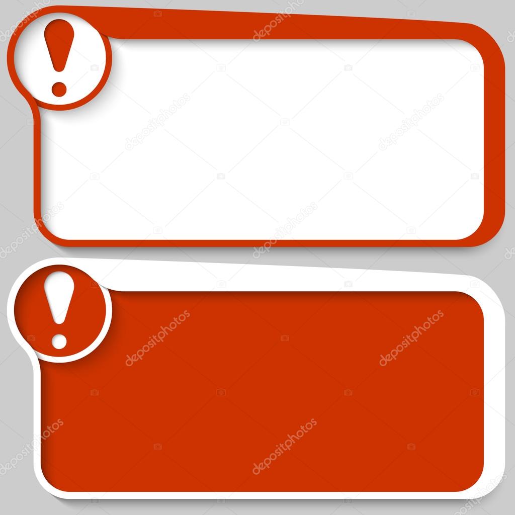 two red vector text box and exclamation mark