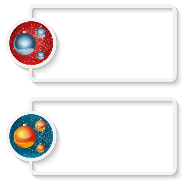 Dois quadro de texto abstrato branco com bolas de Natal —  Vetores de Stock