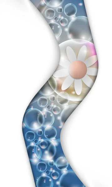 Fond abstrait vertical avec bulles et fleurs — Image vectorielle