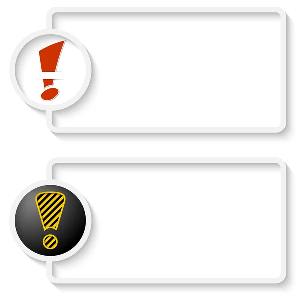 Deux cadre de texte abstrait blanc avec point d'exclamation — Image vectorielle