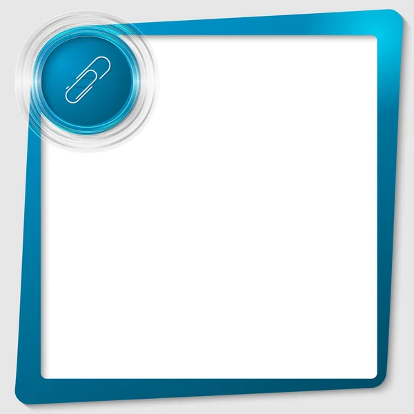 Cornice di testo blu e cerchi trasparenti con una graffetta — Vettoriale Stock