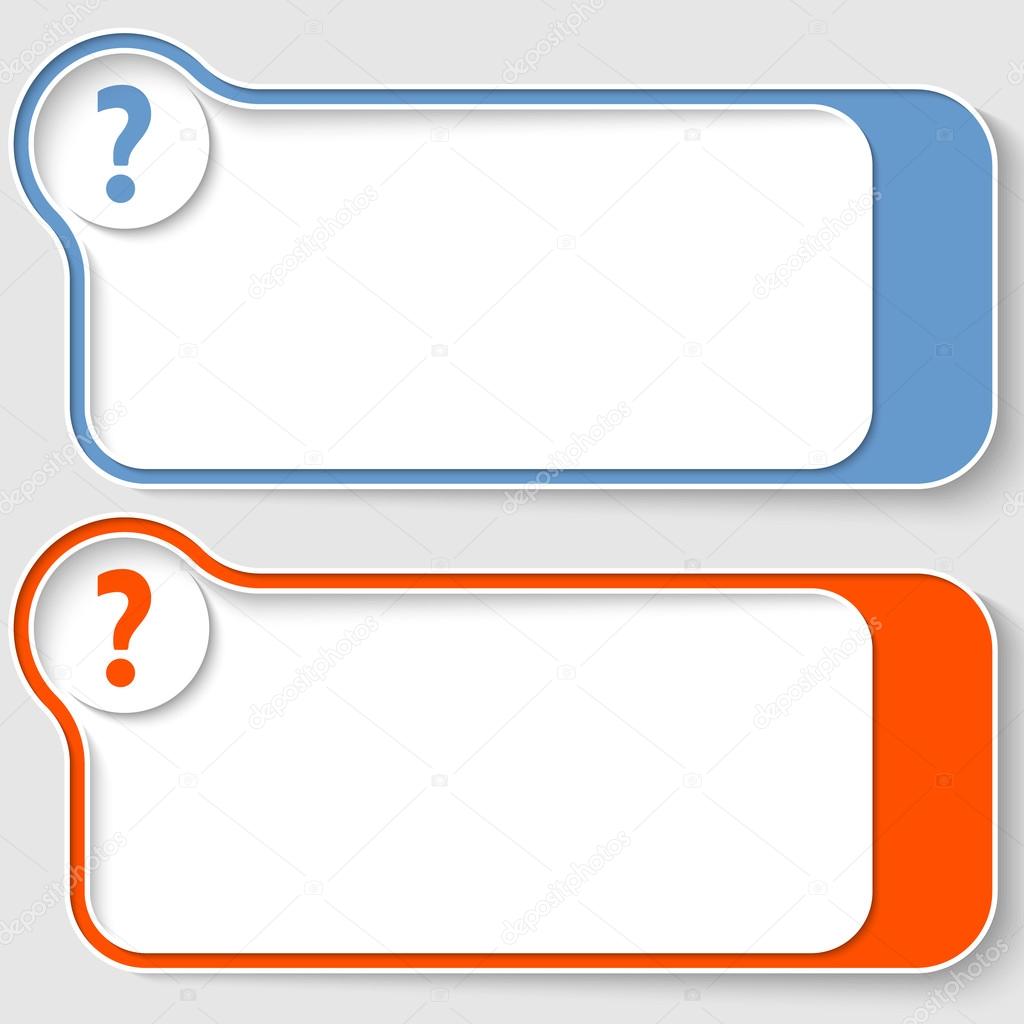 set of two abstract text boxes with question mark
