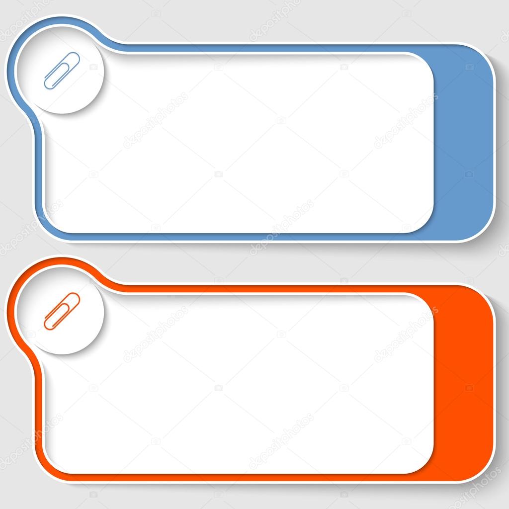 set of two abstract text boxes with paper clip
