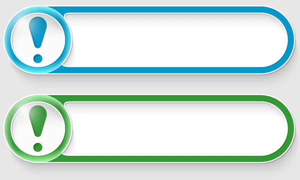 Bleu et vert vecteur abstrait boutons point d'exclamation — Image vectorielle