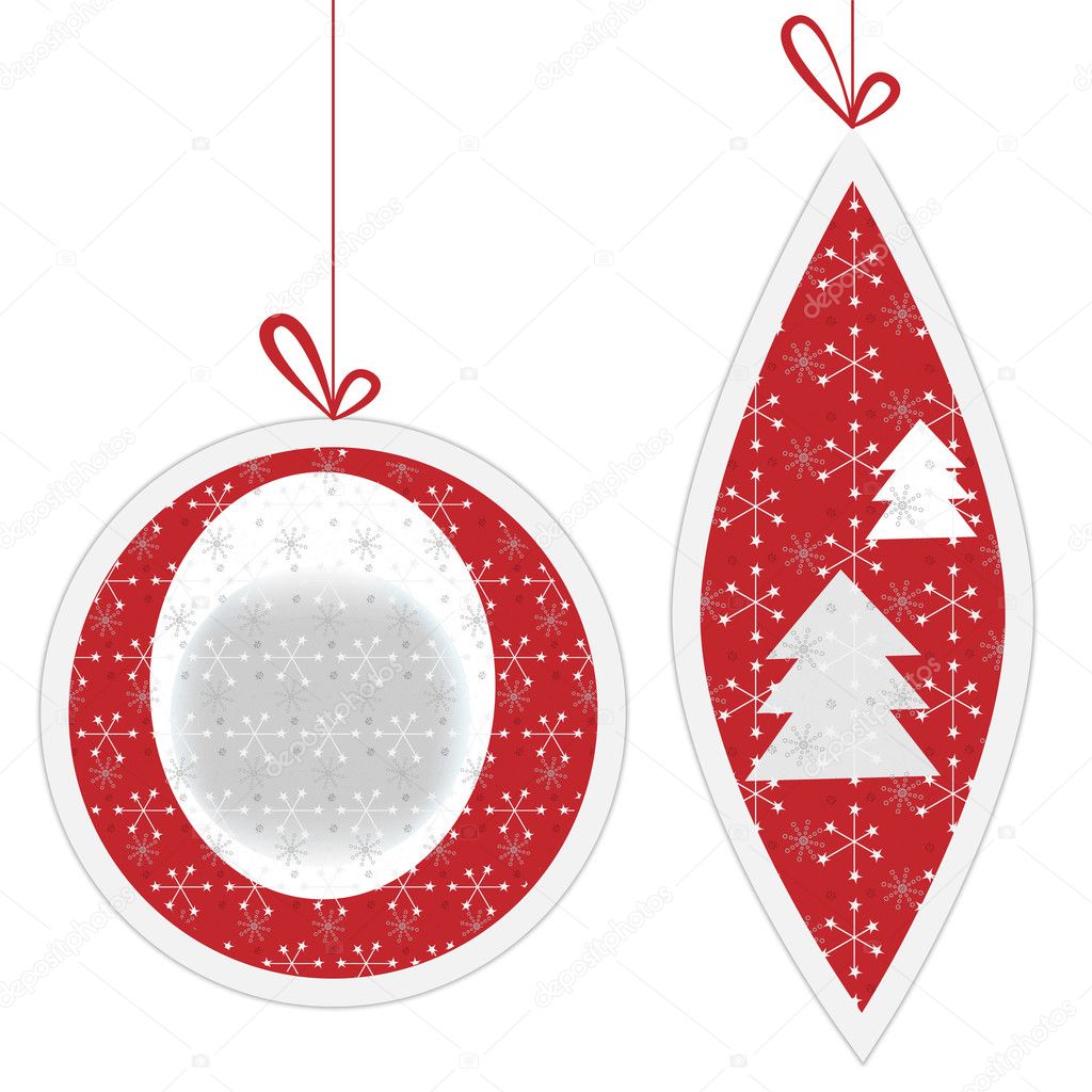 two Christmas ornaments with patterns