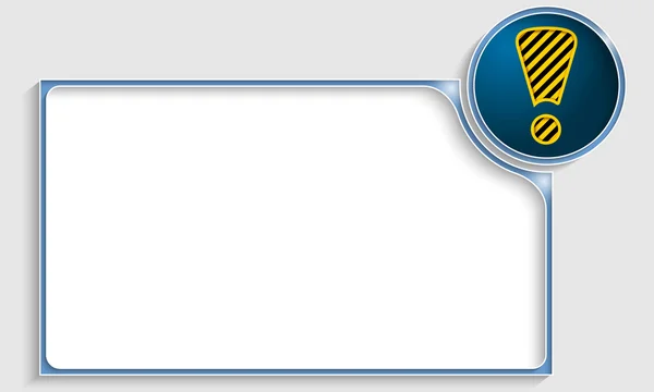 Marco de texto azul con signo de exclamación — Archivo Imágenes Vectoriales