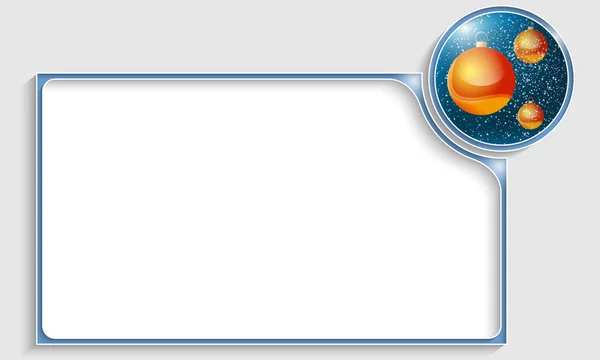 クリスマス ボールと青色のテキスト フレーム — ストックベクタ