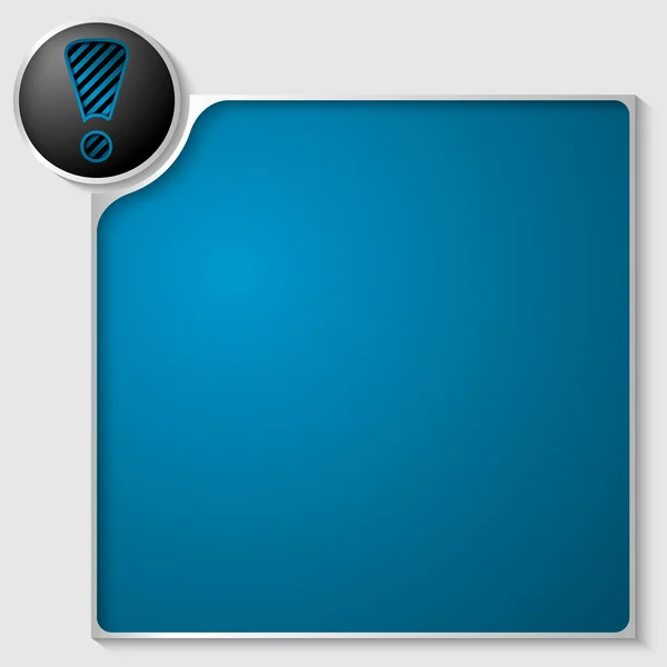 Boîte argentée pour tout texte avec point d'exclamation bleu — Image vectorielle