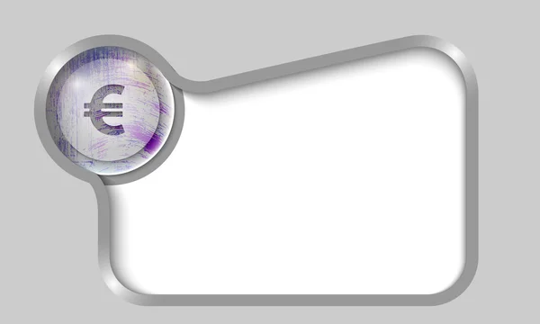 Caixa de texto prata para qualquer texto com sinal de euro transparente — Vetor de Stock