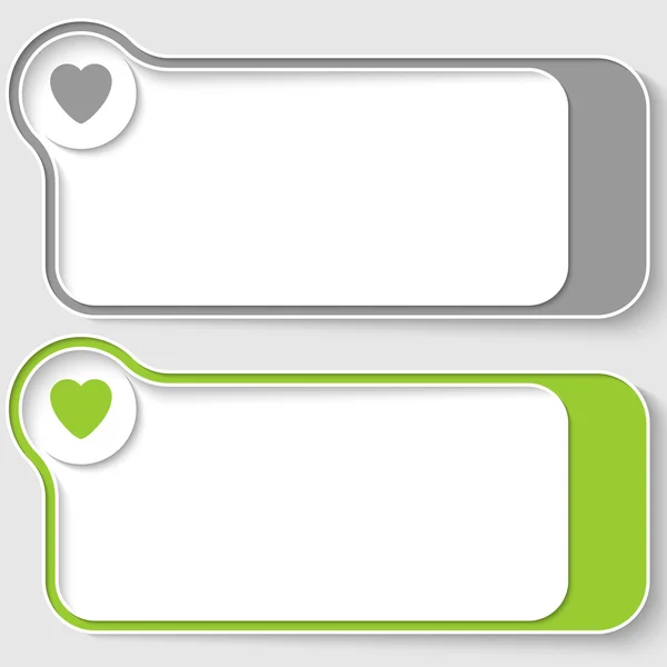 Set of two vector text boxes with heart — Stock Vector