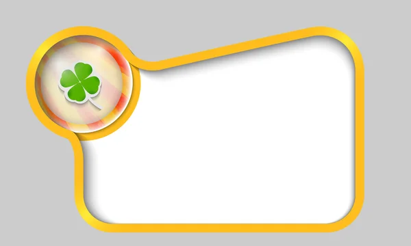 クローバーの葉を持つ任意のテキストの黄色のテキスト ボックス — ストックベクタ