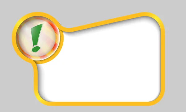 Cuadro de texto amarillo para cualquier texto con signo de exclamación verde — Vector de stock