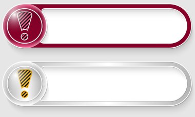 mor ve gümüş vektör soyut düğme ünlem işareti ile