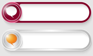 mor ve gümüş vektör soyut düğmeleri ile konuşma balonları