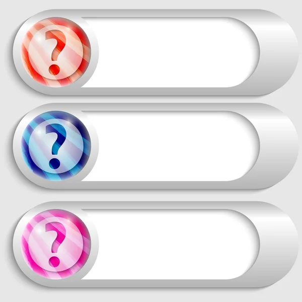 Набір з трьох срібних кнопок з знаком питання — стоковий вектор