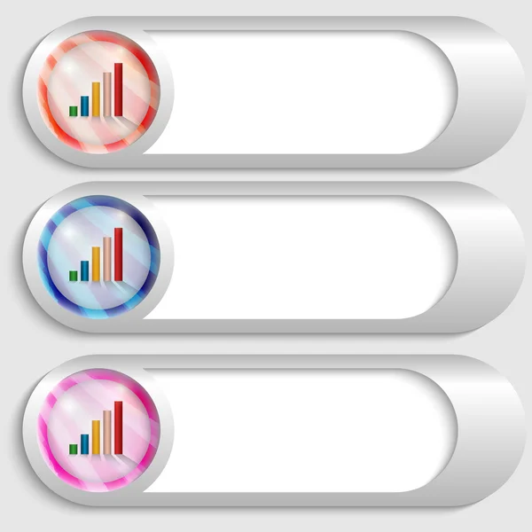 Grafik ile üç gümüş düğme kümesi — Stok Vektör