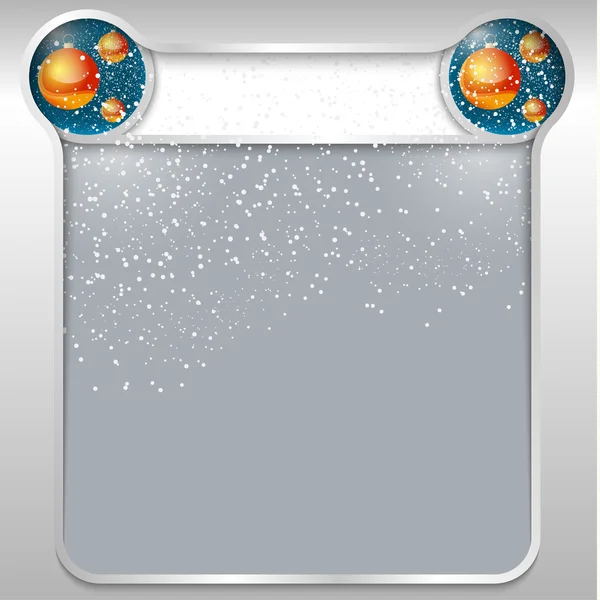 Caixa de texto abstrato prata com bolas de Natal —  Vetores de Stock