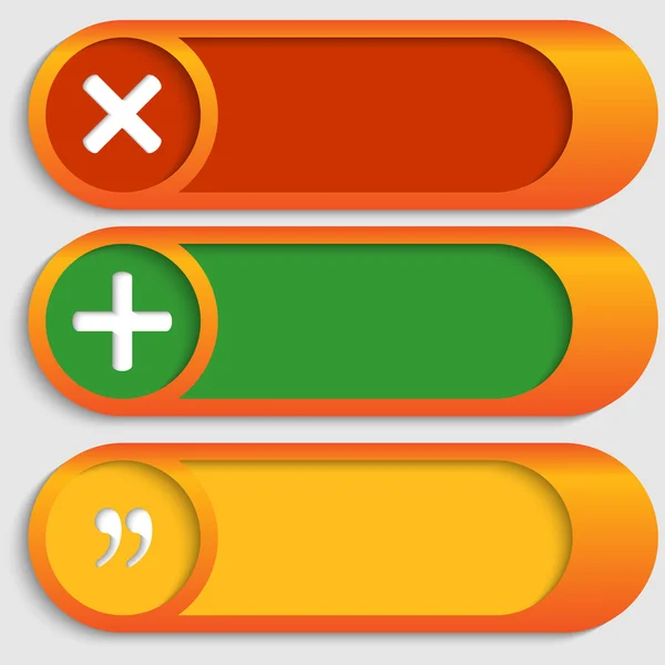 Set of three vector buttons with marks — Stock Vector