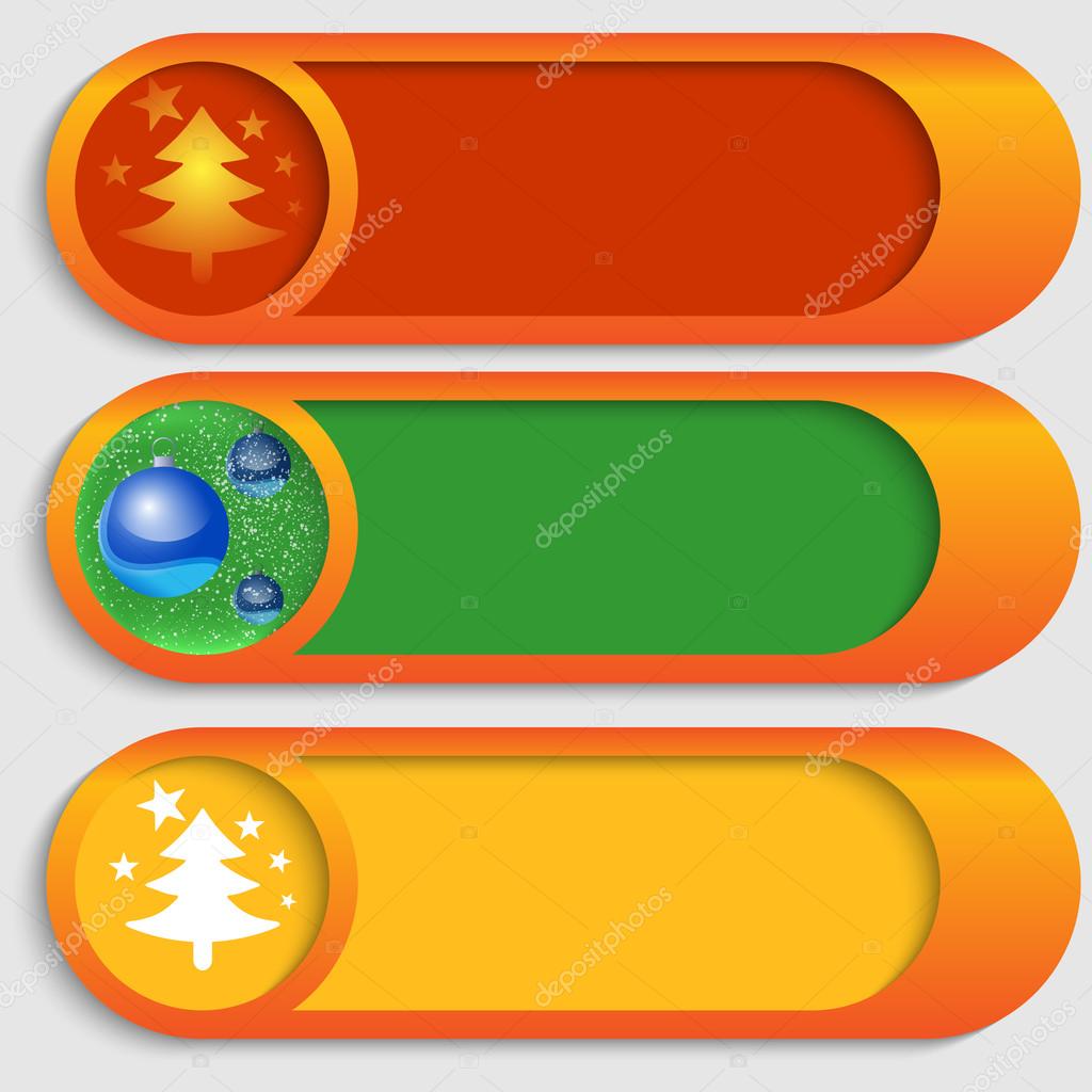 set of three vector buttons with a Christmas theme