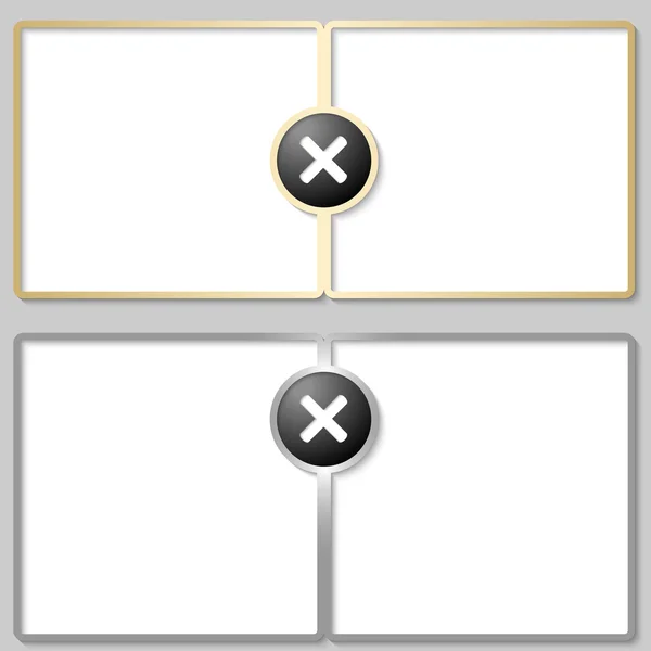 Boîtes de texte argentées et dorées avec marque d'interdiction — Image vectorielle