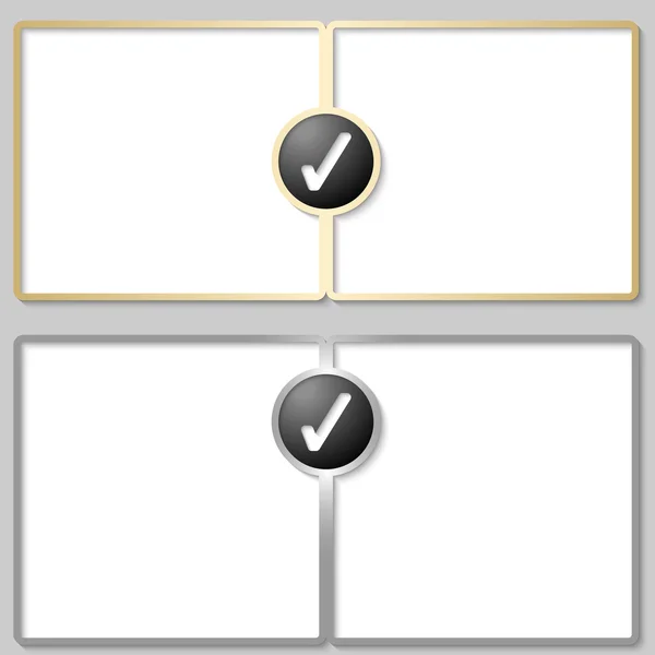 Cuadros de texto plateados y dorados con casilla de verificación — Archivo Imágenes Vectoriales