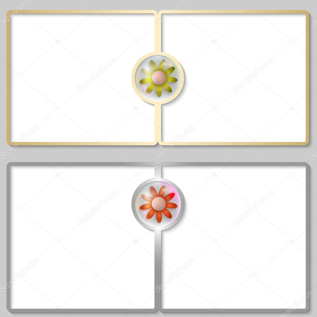 silver and golden text boxes with flower