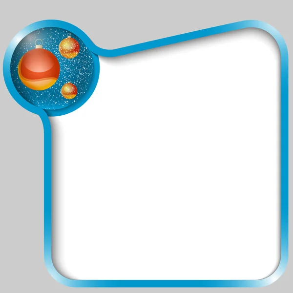 Caixa de texto azul para qualquer texto com bolas de Natal —  Vetores de Stock