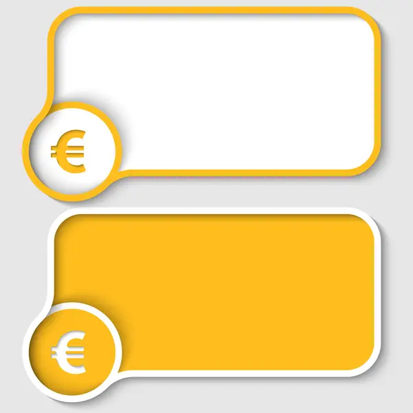 Dvě žluté textový rámeček a euro podepsat — Stockový vektor