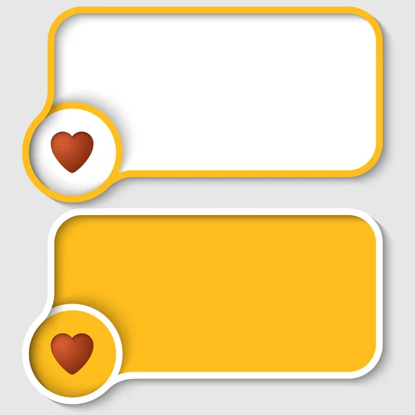 Two yellow text frame and heart — Stock Vector